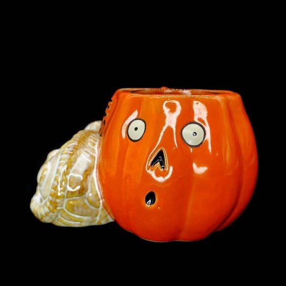 Yankee Candle Boney Bunch Bone Tired Cat Pumpkin Votive Holder 2014 Halloween - Picture 3 of 4